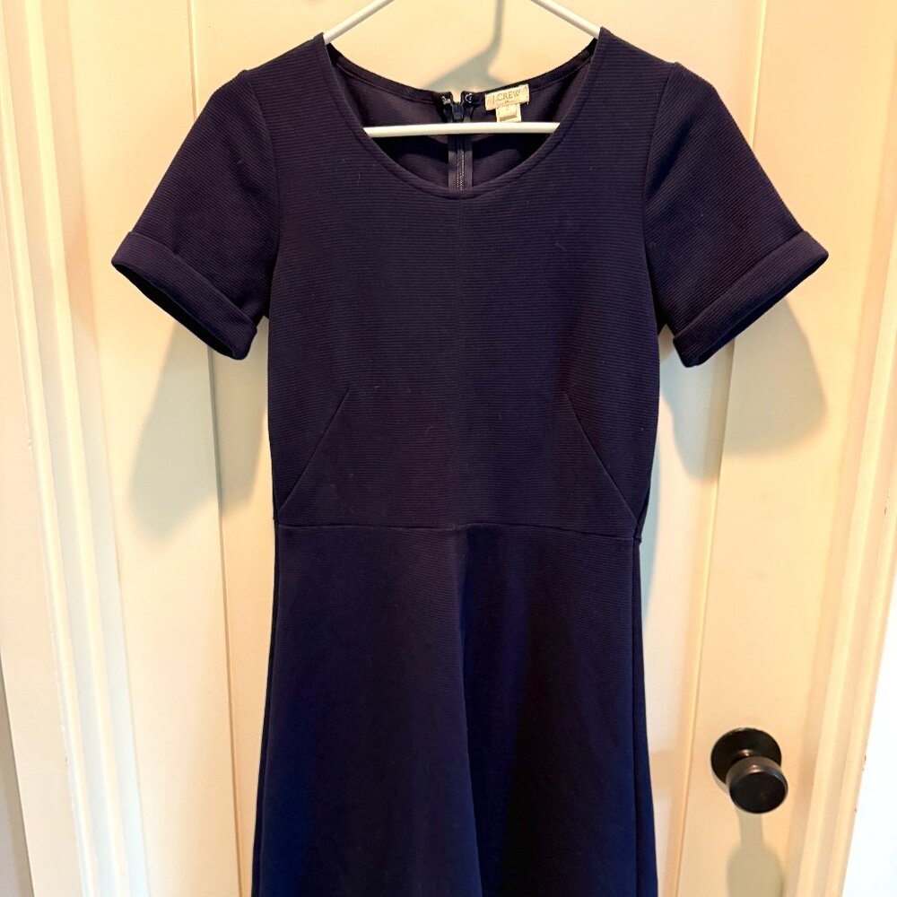 J. Crew A-Line Navy Midi Dress, Size 2, Great Condition